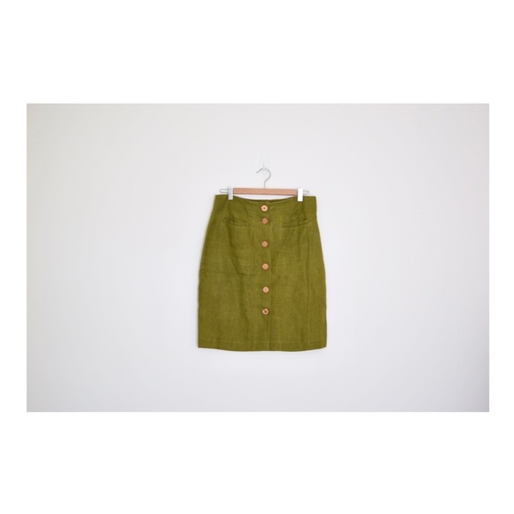 Vintage lime green linen skirt - Picture 1 of 3